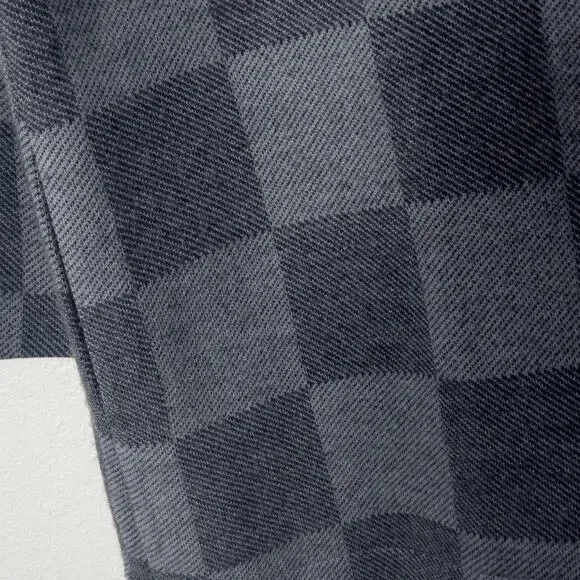 EILEEN FISHER Women’s Coat Gray Check Jacquard Open Front Wool Blend Pockets M - Picture 6 of 12